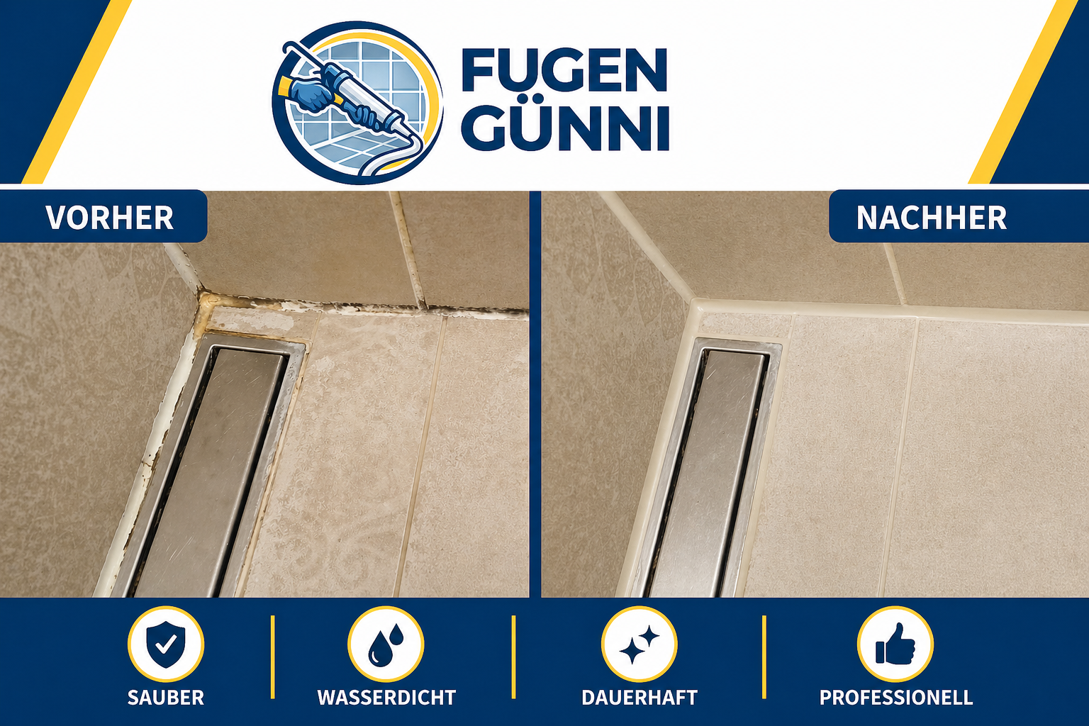 Fugensanierung im Bad vorher nachher