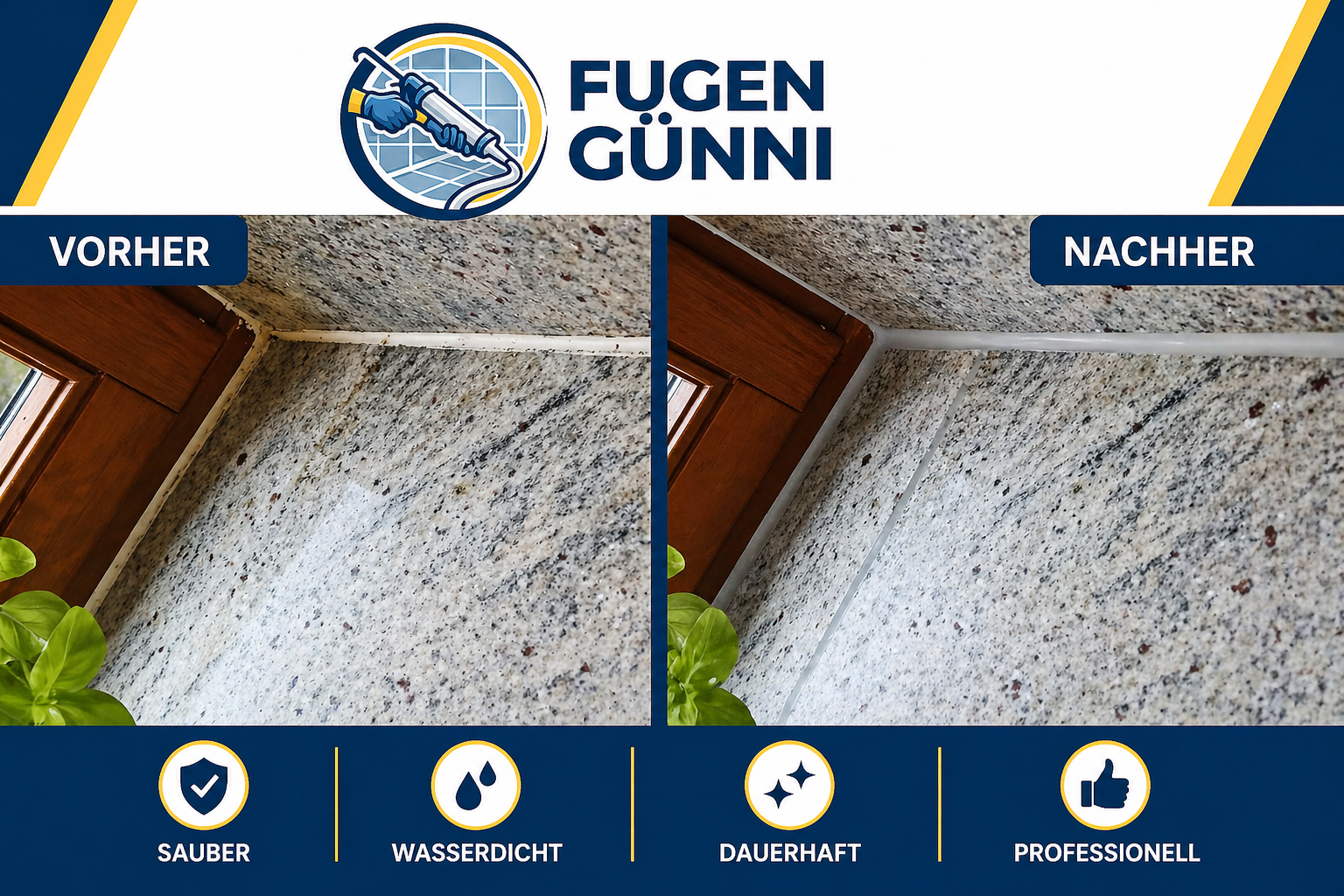 Fugensanierung am Fenster vorher nachher